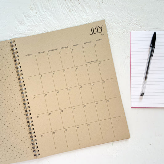SAMPLE PLANNER - 2026 large kraft monthly spiral planner | 1 page per month