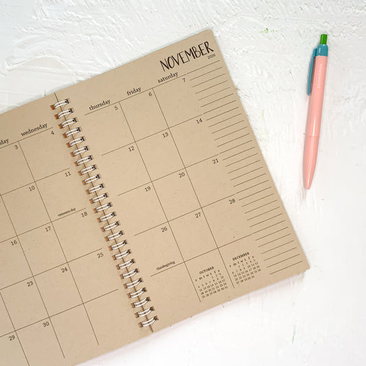 SAMPLE PLANNER - 2026 small kraft monthly spiral planner