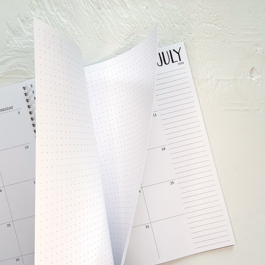 SAMPLE PLANNER - 2026 large monthly spiral planner | page in between months