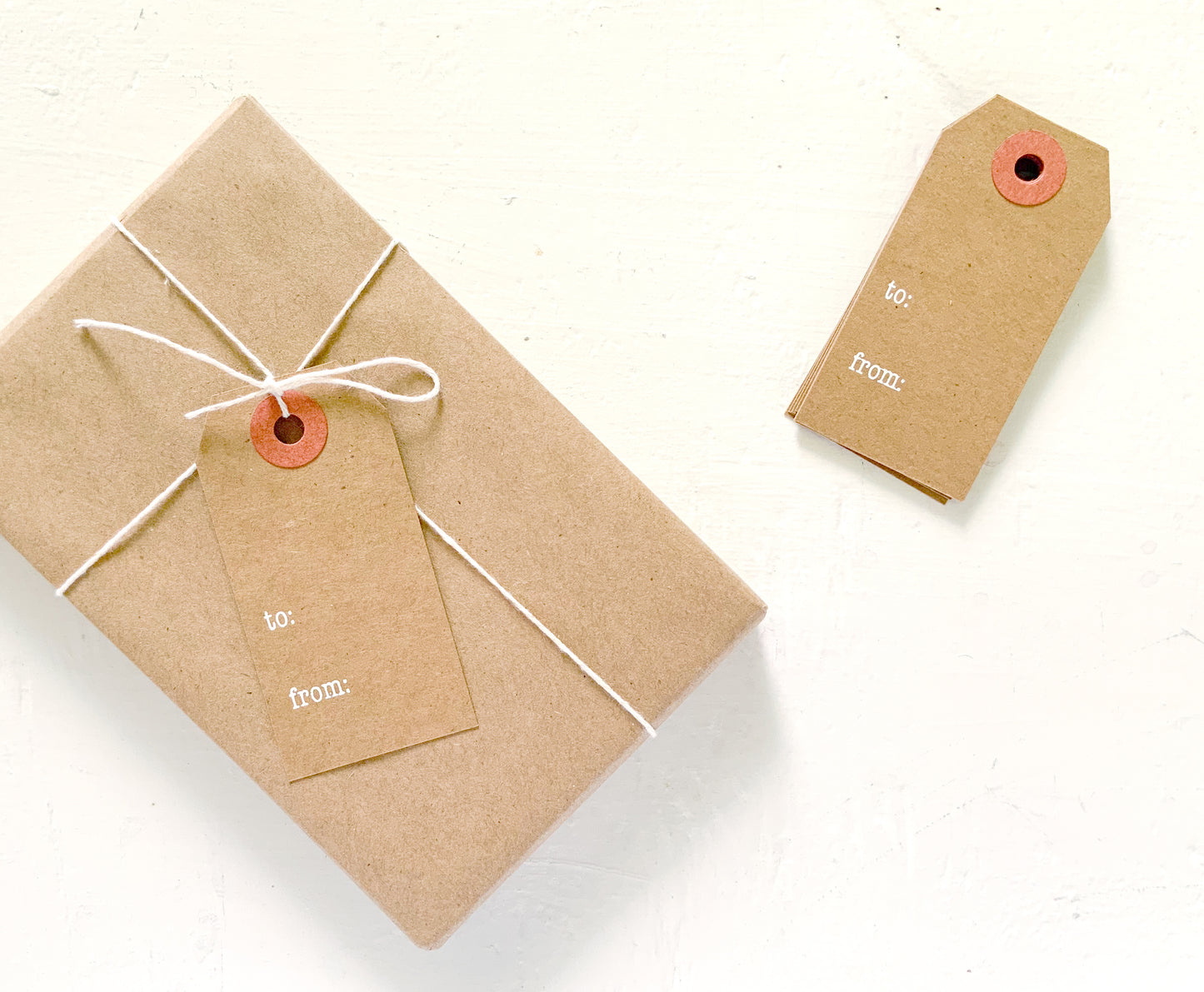 to / from kraft gift tags with white foil