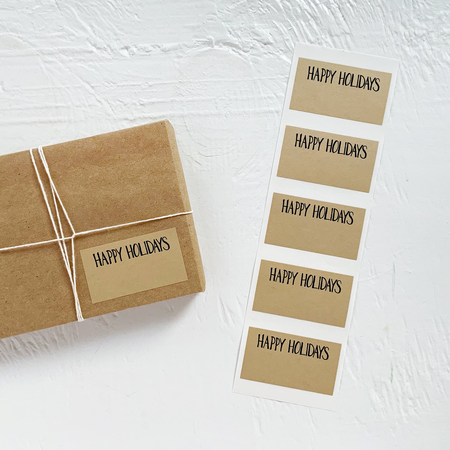kraft labels - happy holidays