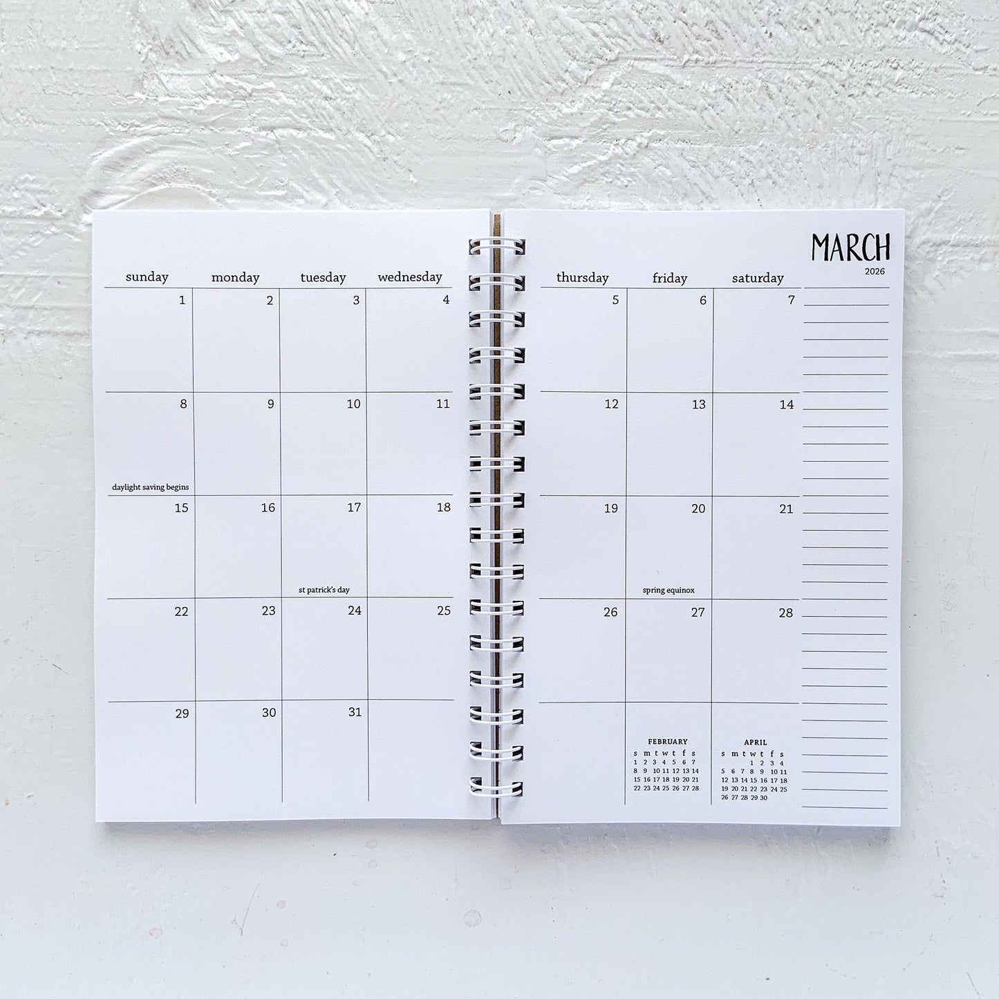 3 year small monthly spiral planner | pages between months | start any time