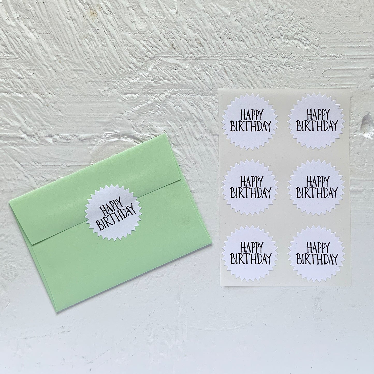 starburst stickers - happy birthday