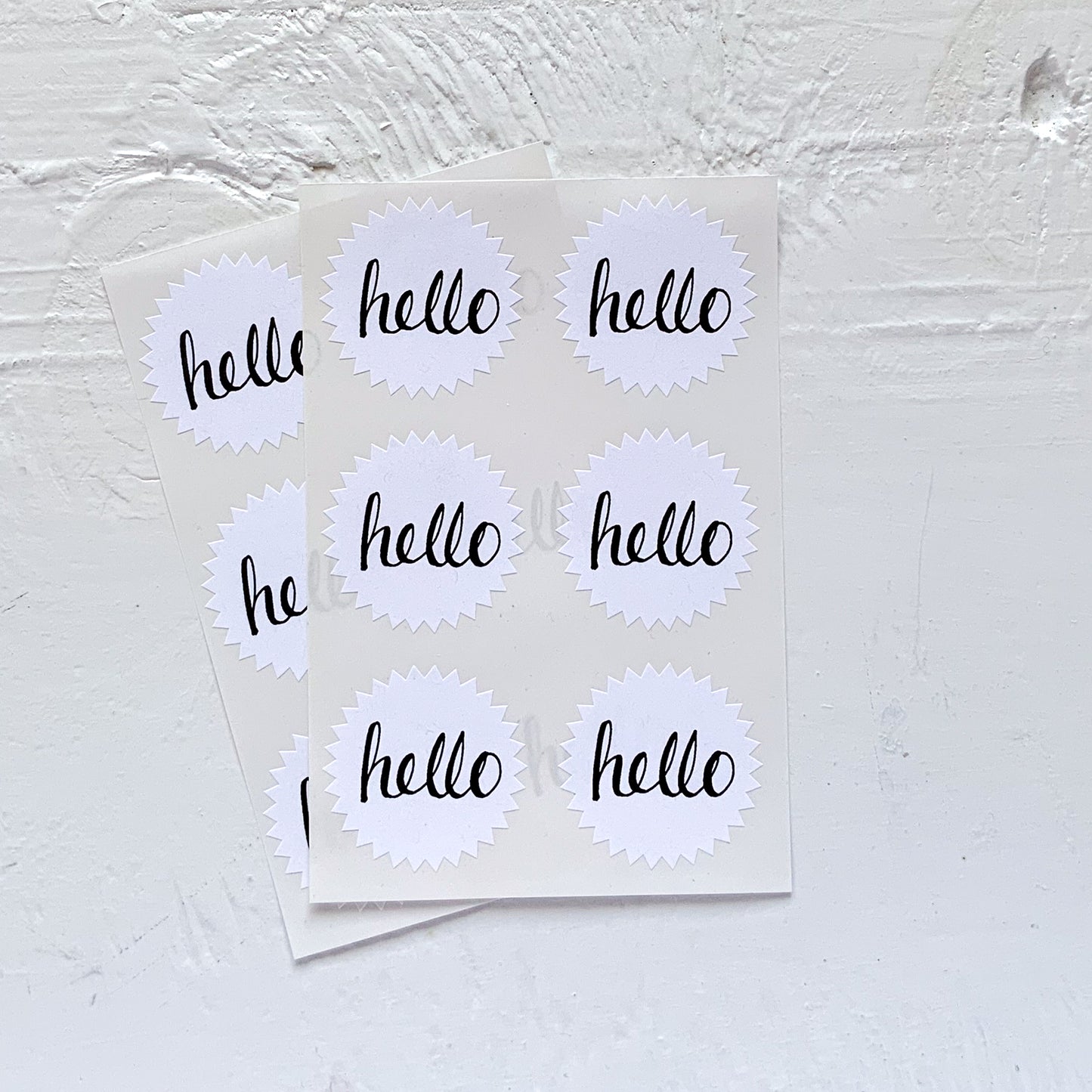 starburst stickers - hello