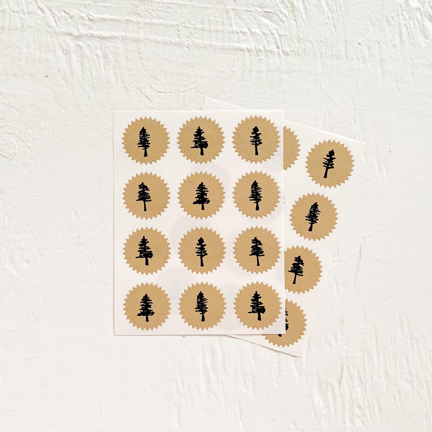 tiny kraft starburst stickers - trees