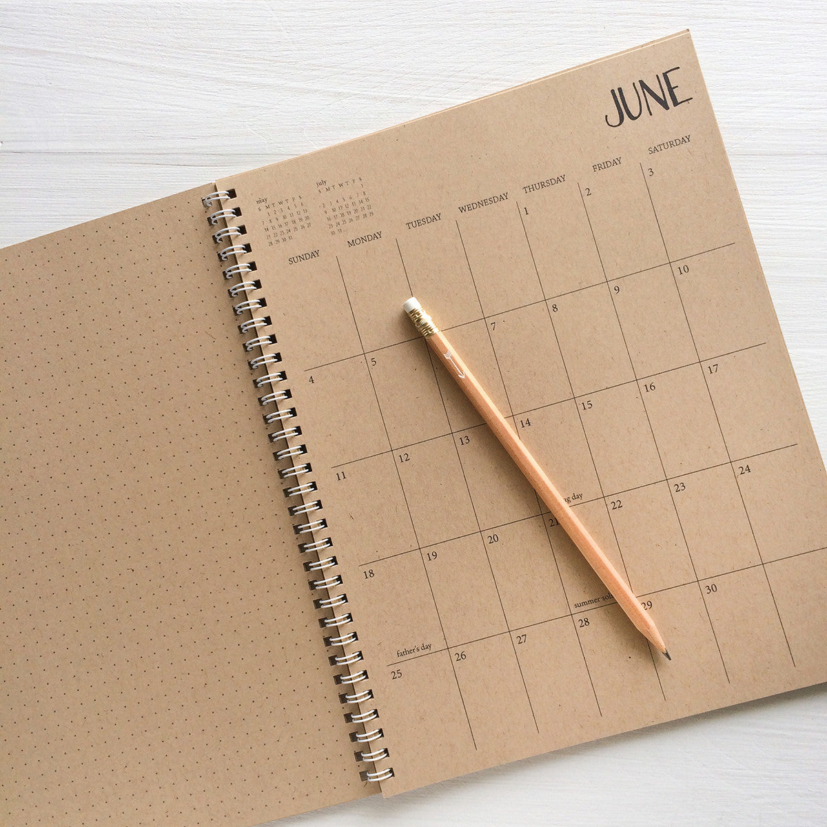 large kraft monthly spiral planner - start any month | 1 page per month