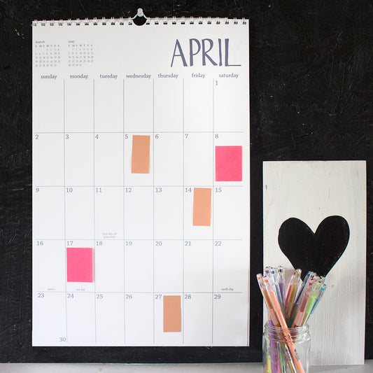 large white wall calendar - you choose the start month