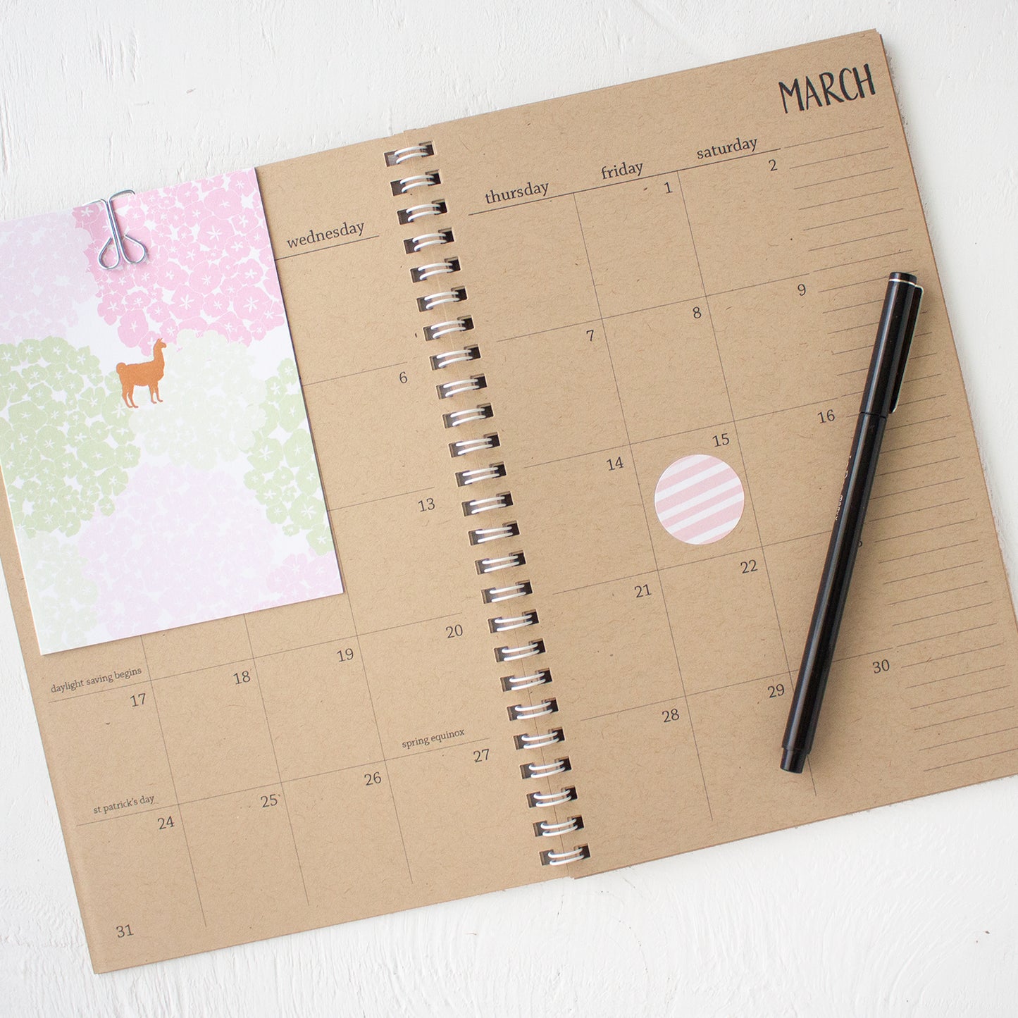 2 year small kraft monthly spiral planner | start any month