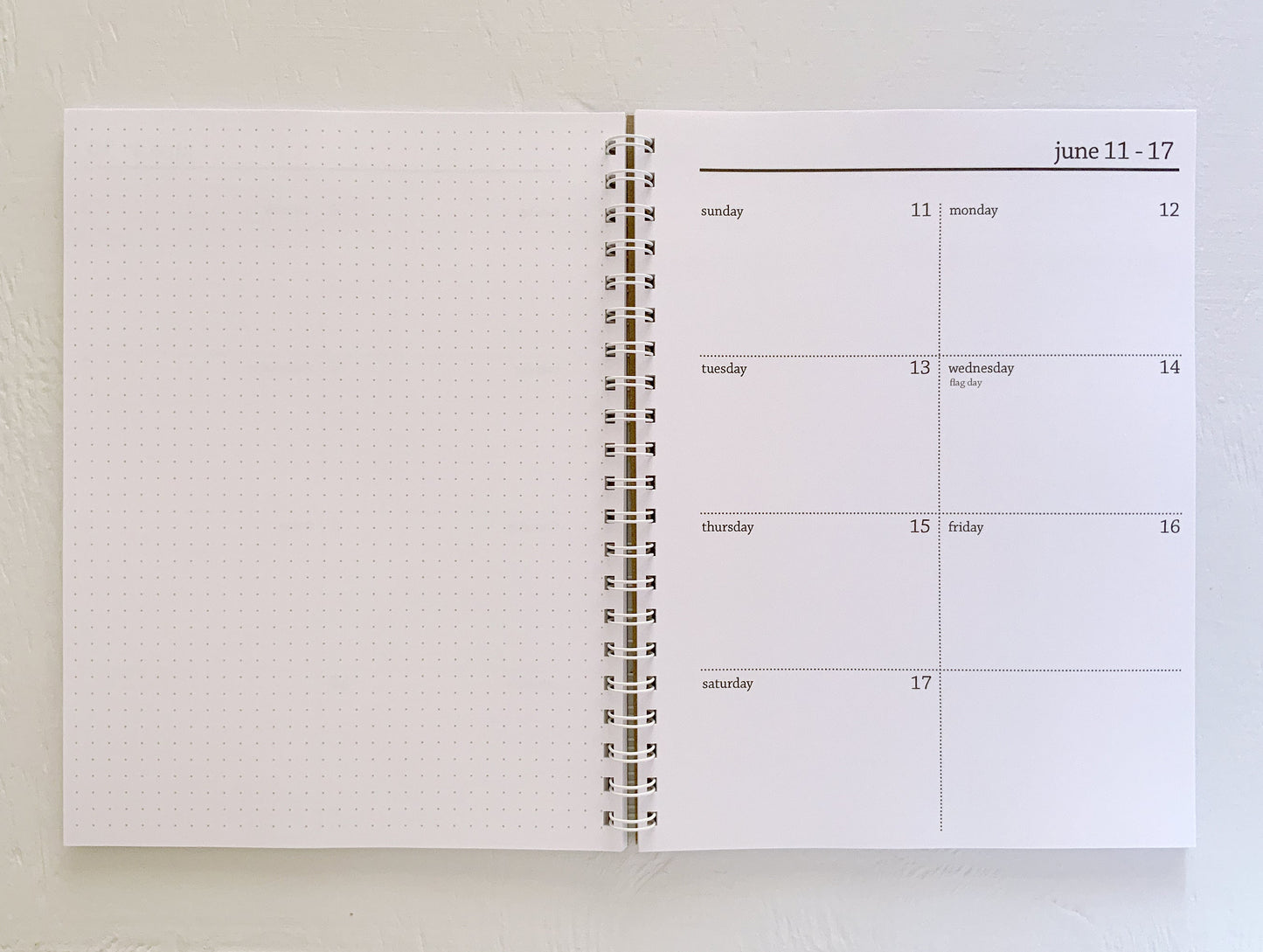large weekly spiral planner - start any month