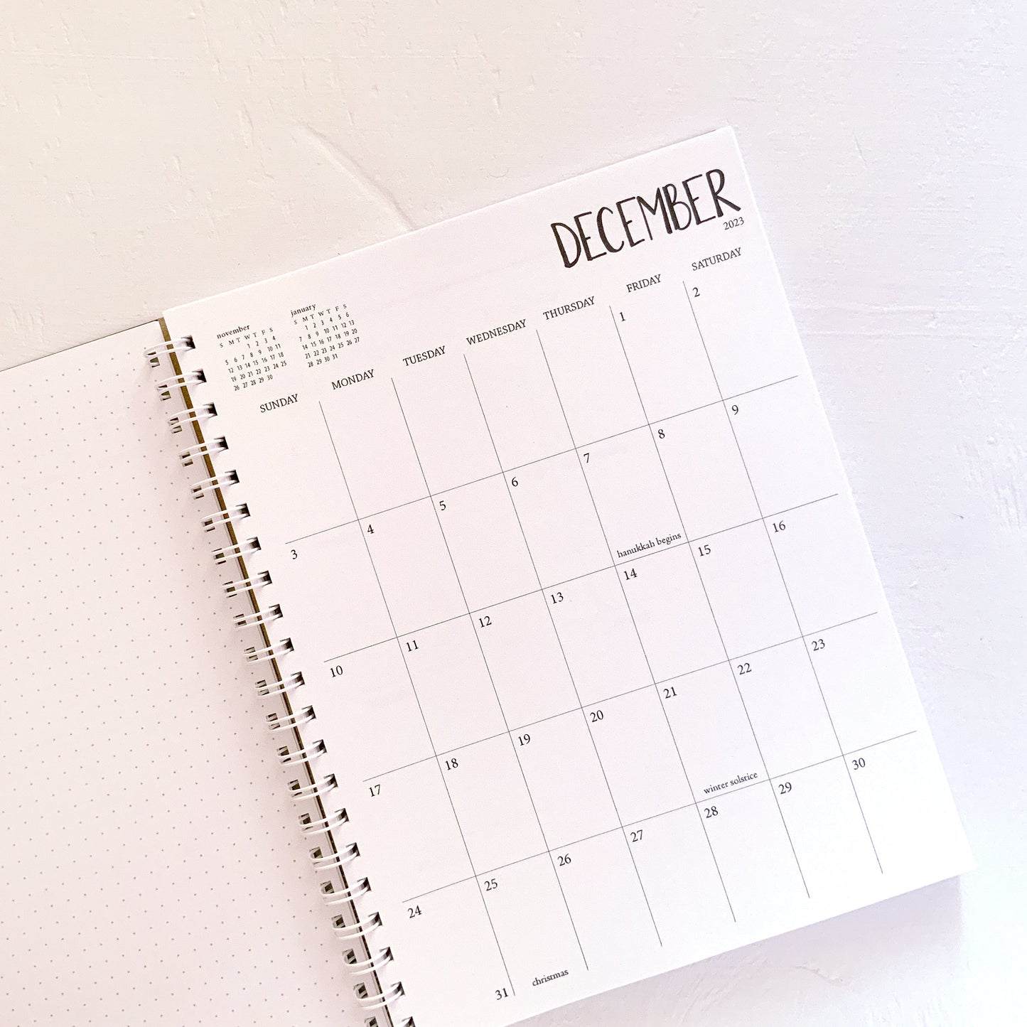 large weekly spiral planner - start any month