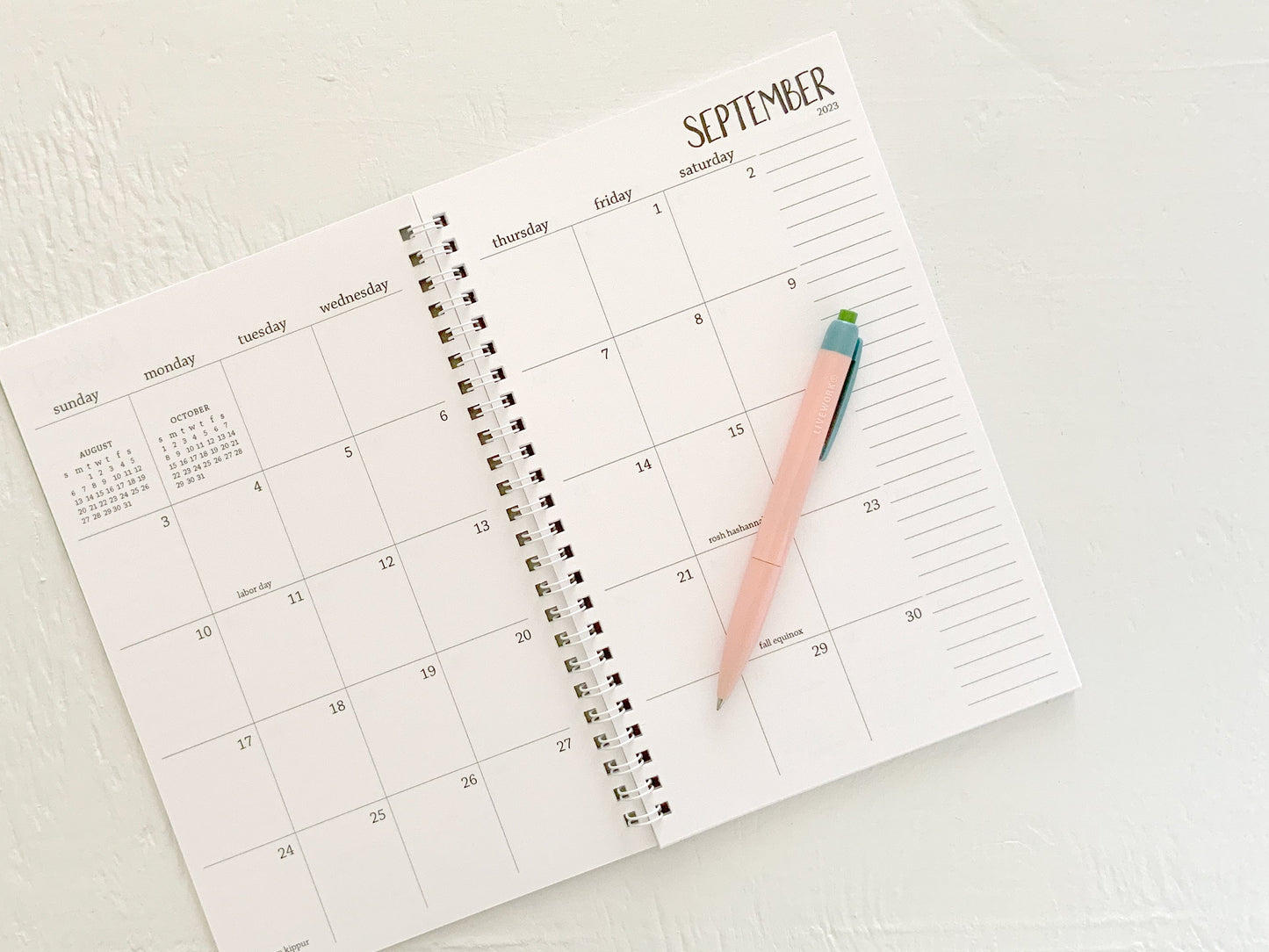 2 year small monthly spiral planner - start any month