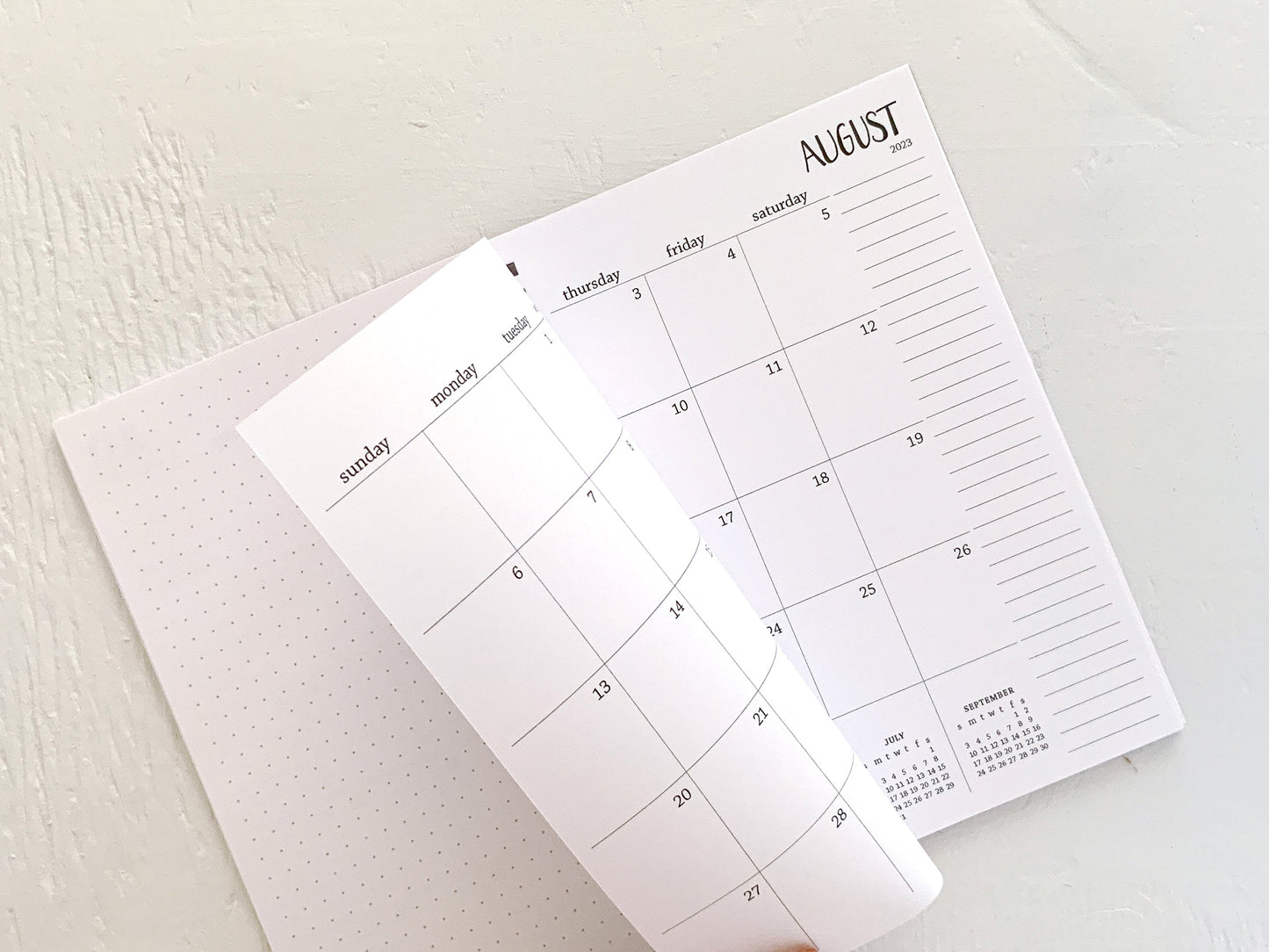 small monthly spiral planner | pages between months | start any month