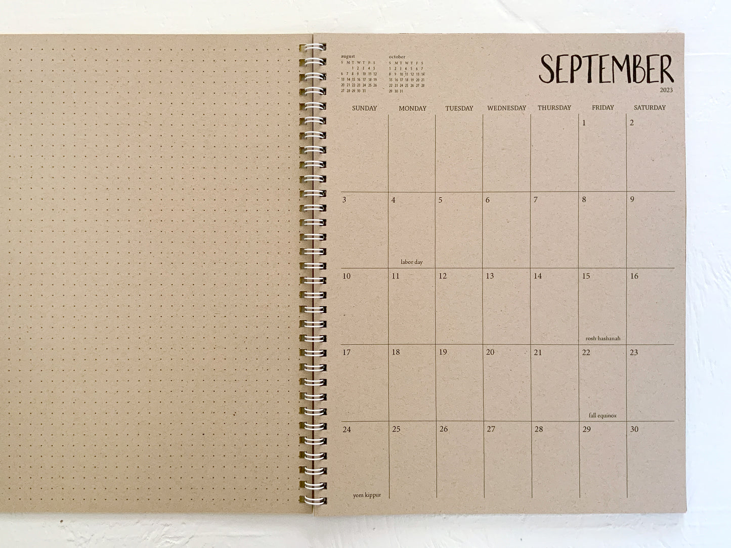 2 year large kraft monthly spiral planner - start any month | 1 page per month