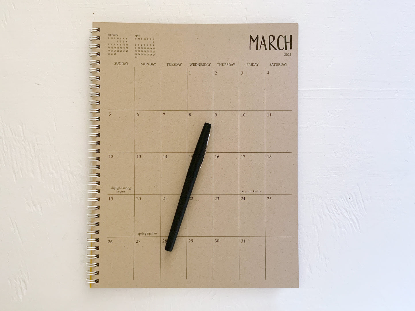 2 year large kraft monthly spiral planner - start any month | 1 page per month
