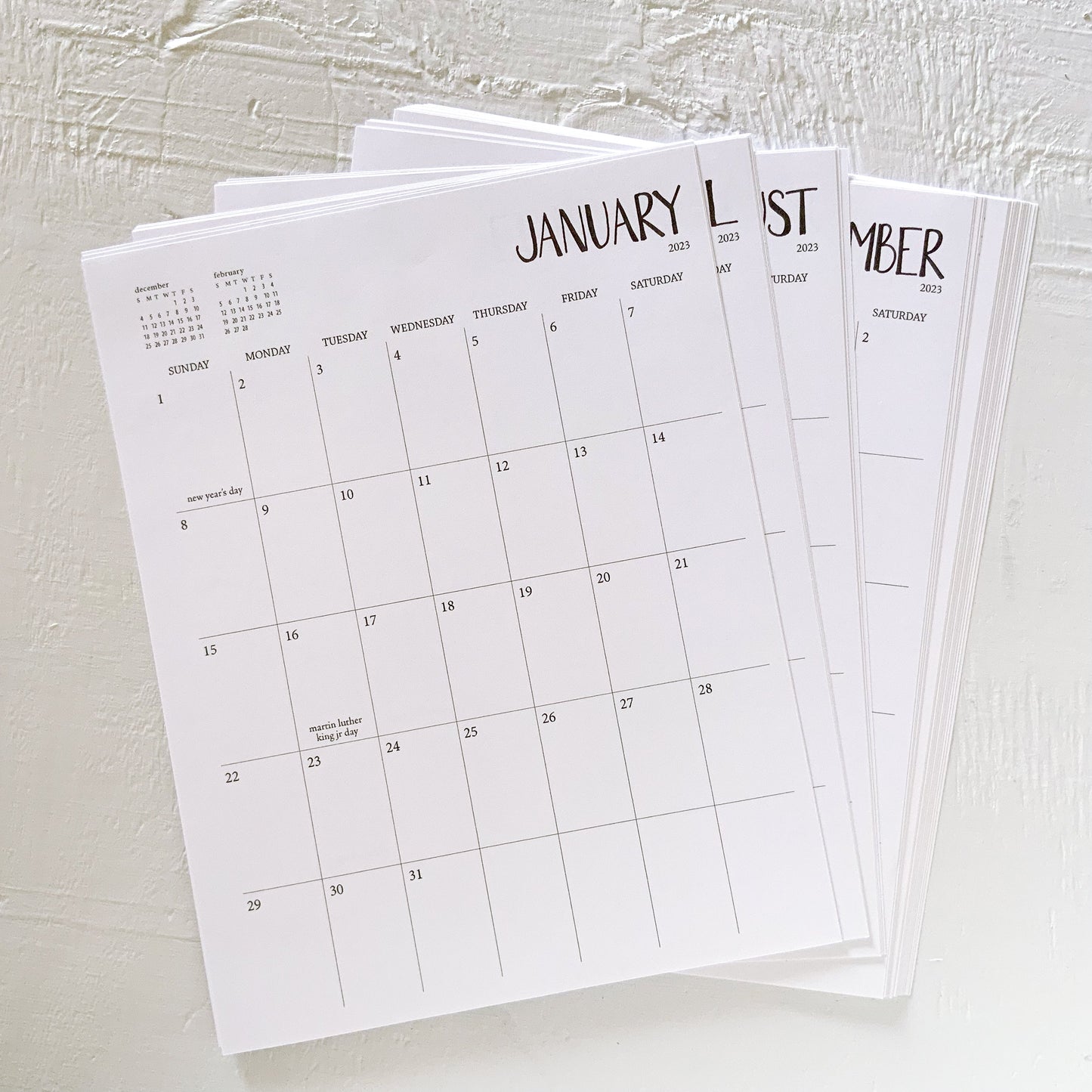 monthly planner sheets - start any month