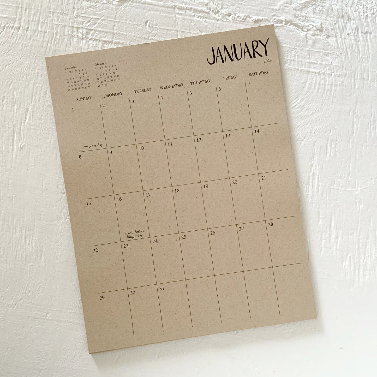 kraft monthly planner sheets - start any month