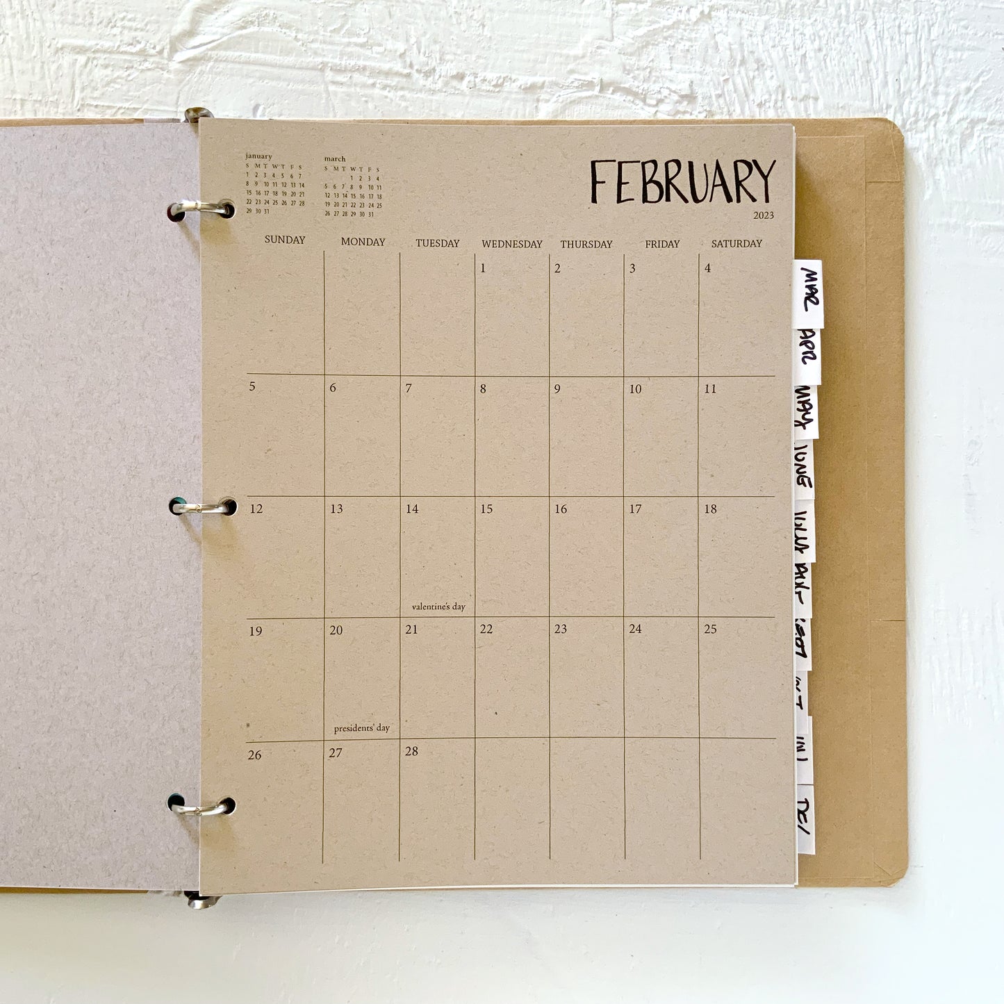 kraft monthly planner sheets - start any month