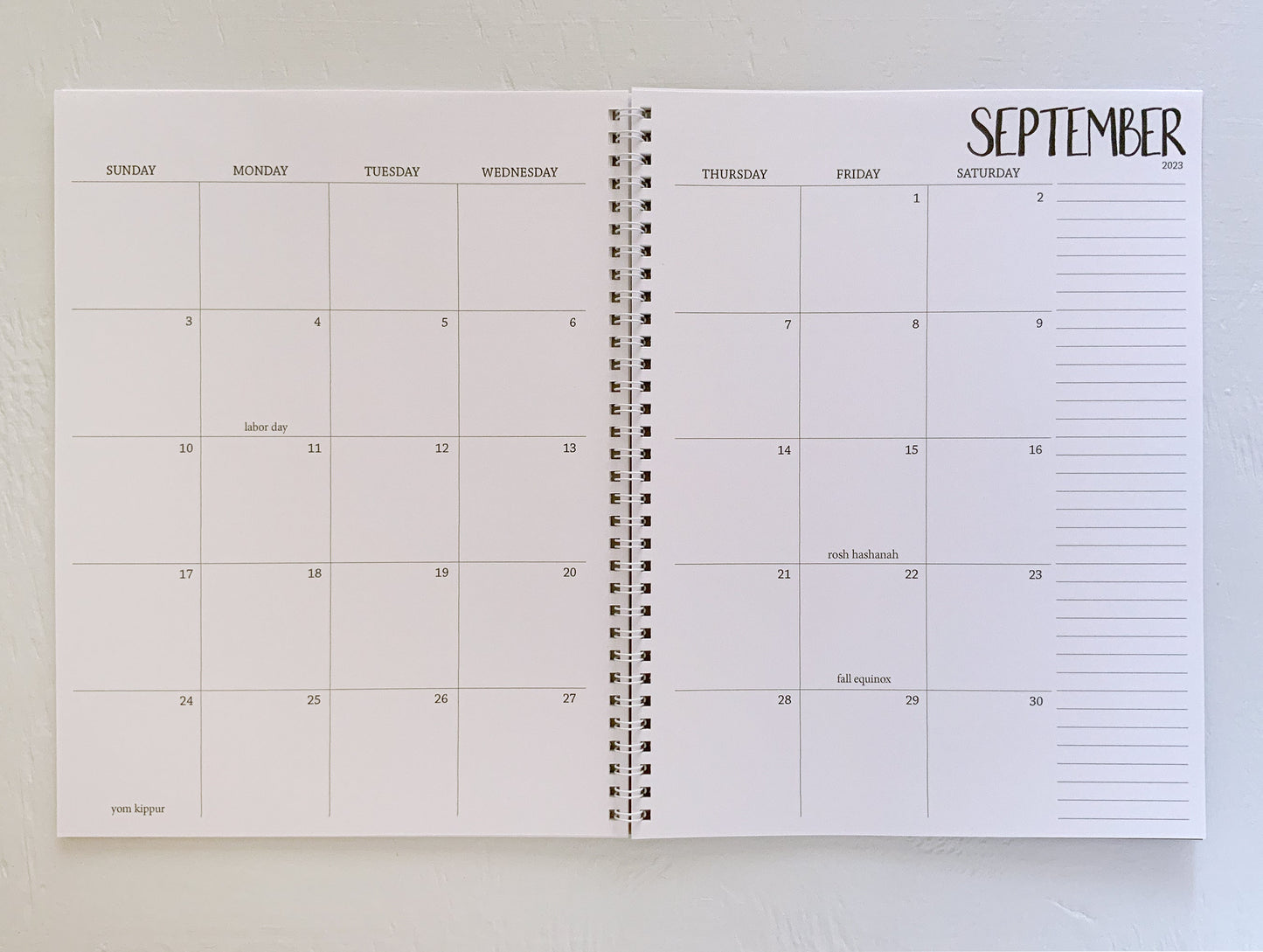 large monthly spiral planner | 2 pages per month