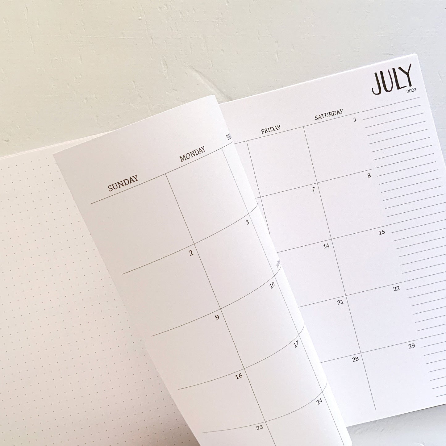 large monthly spiral planner | page in between months