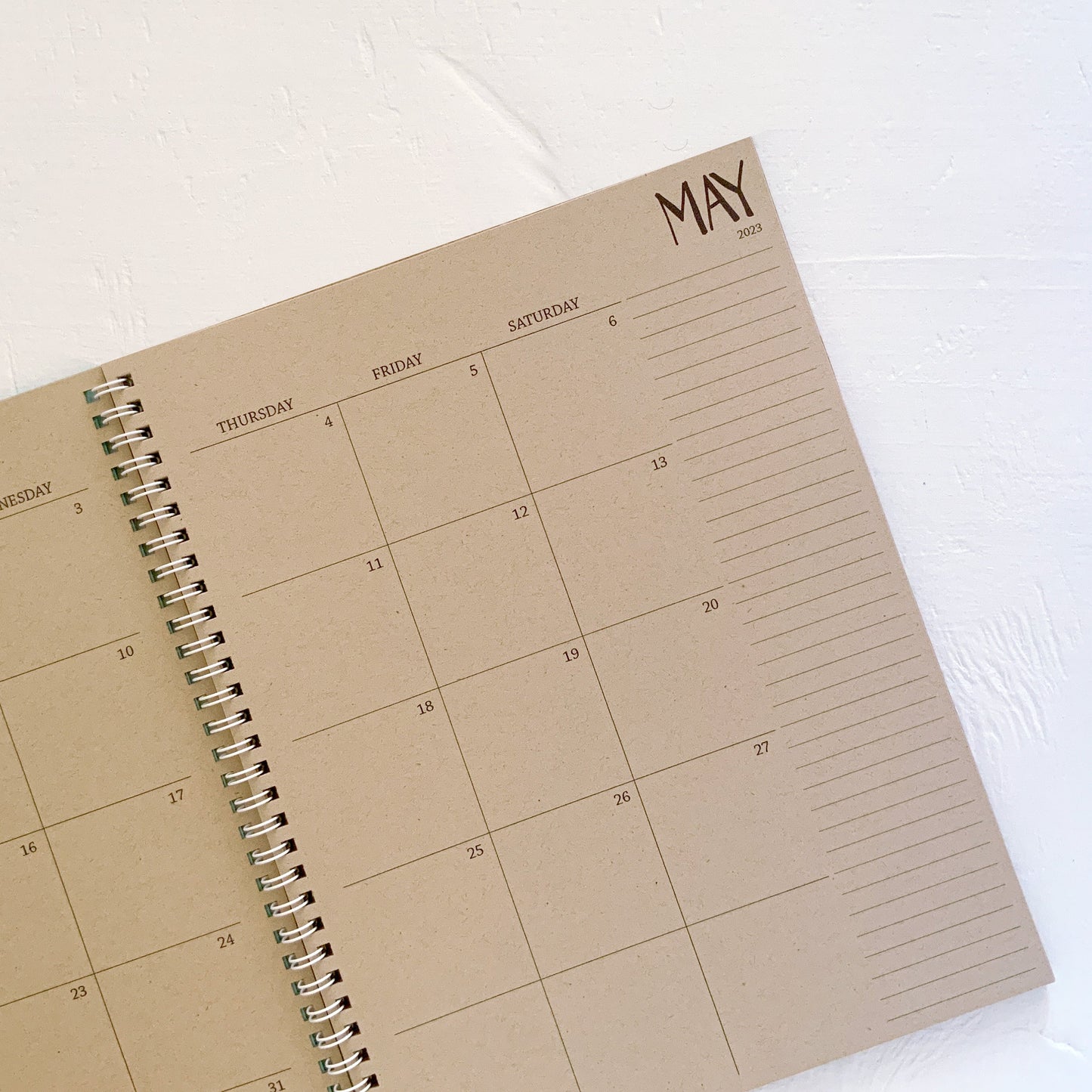 large kraft monthly spiral planner | 2 pages per month