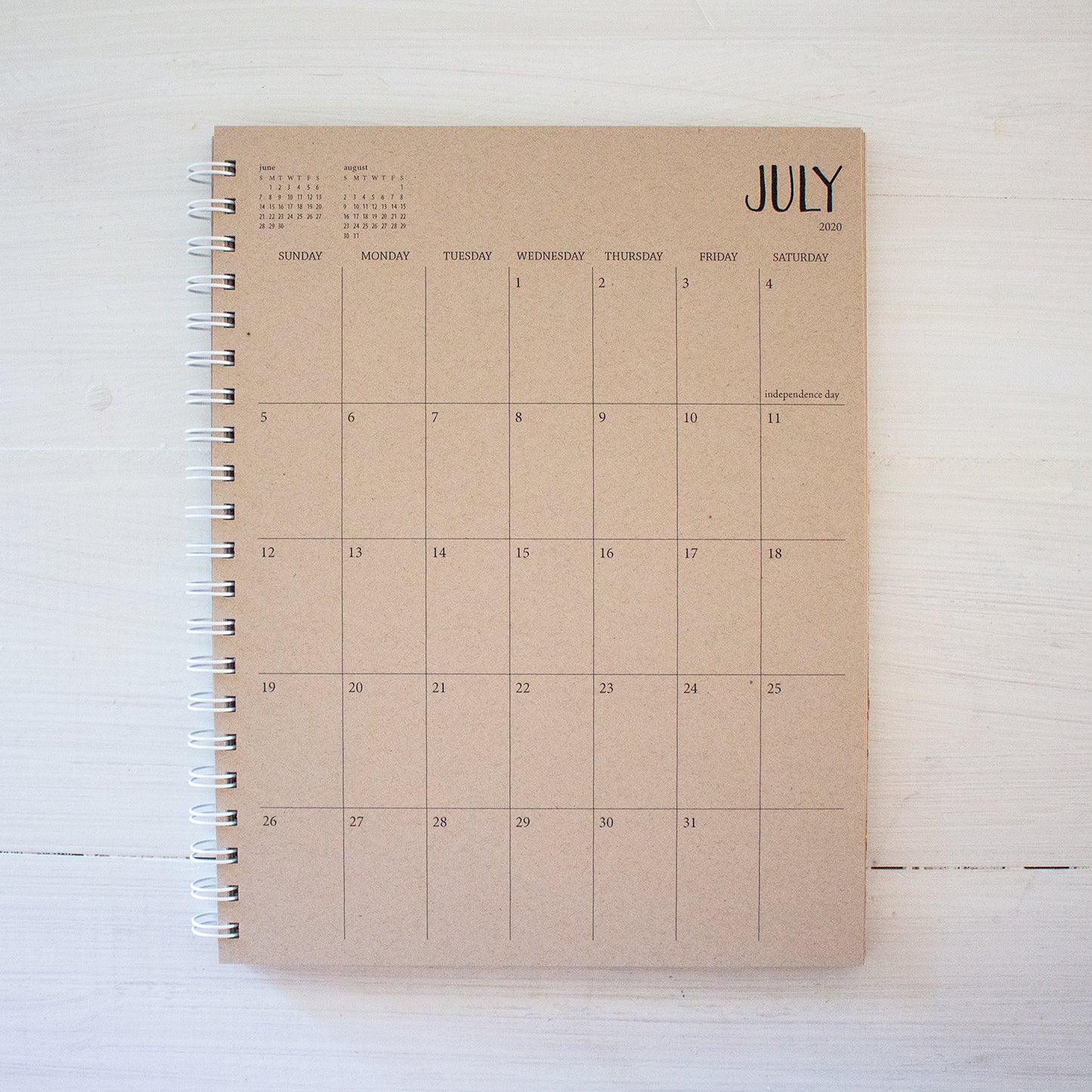 5 year large kraft monthly spiral planner - start any month | 1 page per month