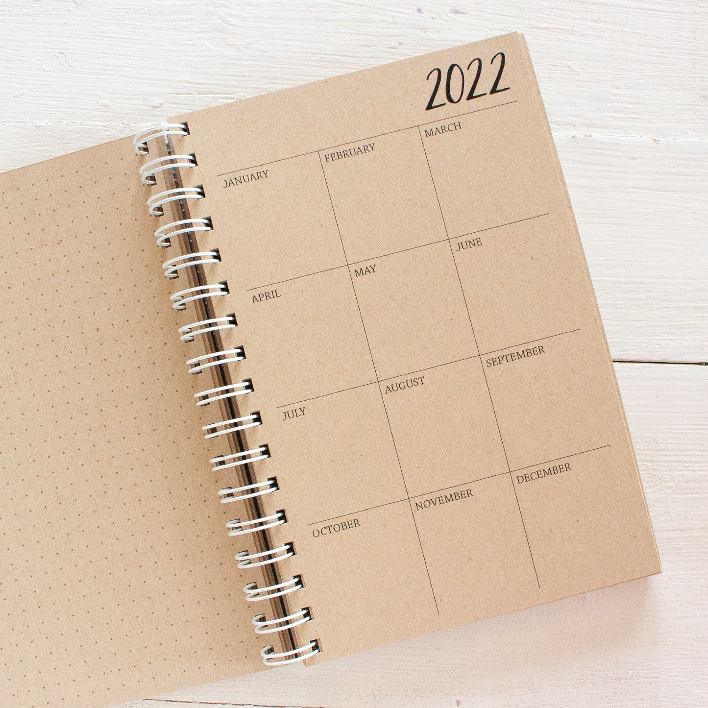 5 year small kraft monthly spiral planner - start any month