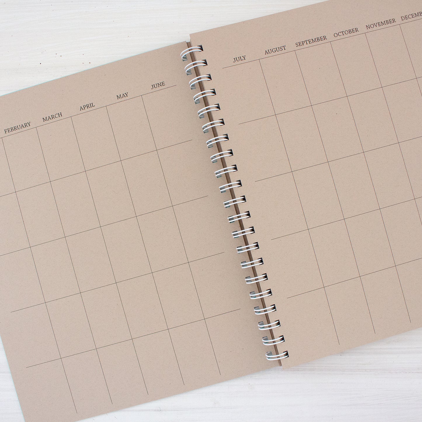 5 year large kraft monthly spiral planner - start any month | 1 page per month