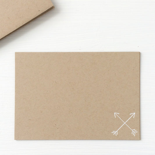 kraft pressed flat notecards - crossed arrows