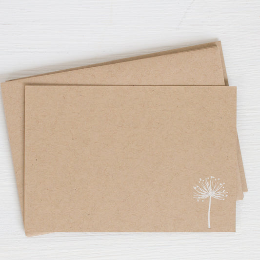 kraft pressed flat notecards - DANDELION