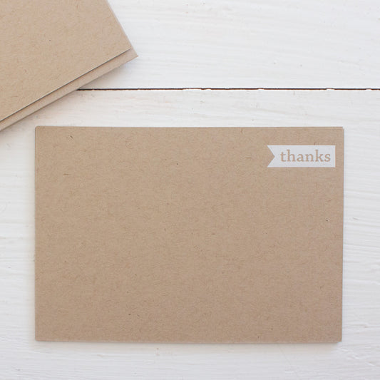 pressed flat notecards - kraft THANKS banner
