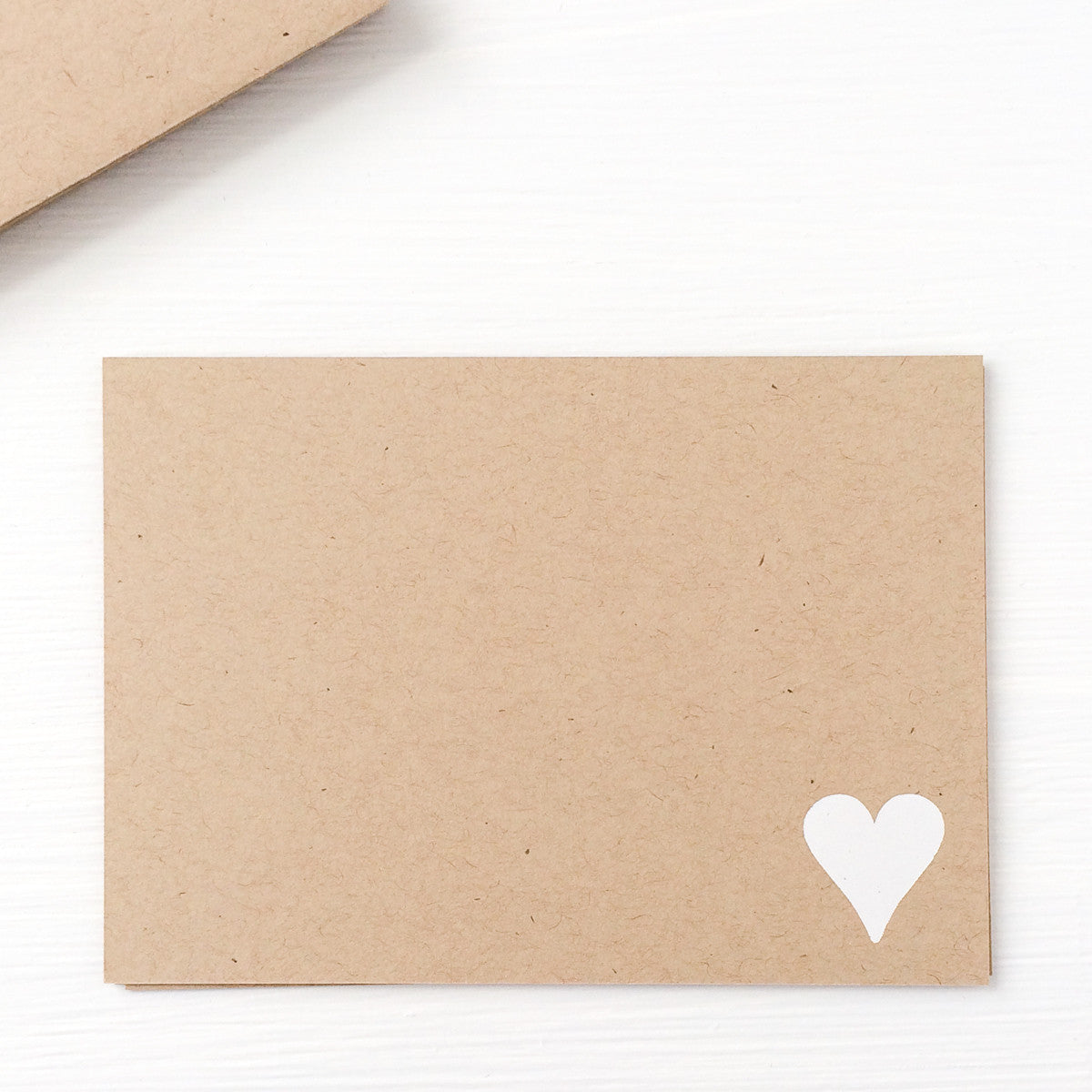 kraft pressed flat notecards - heart