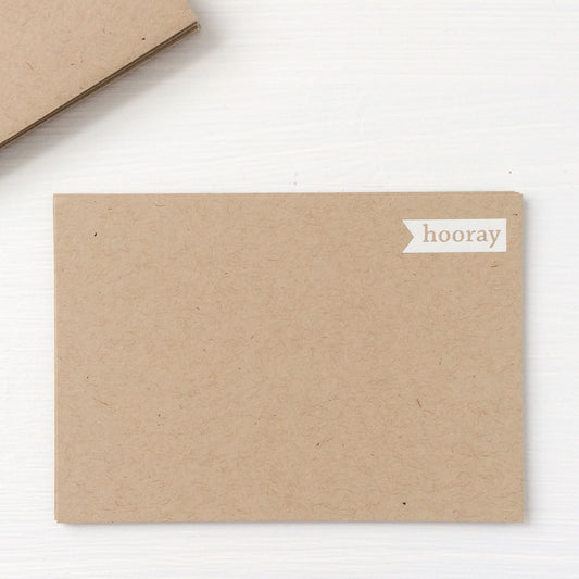 kraft pressed flat notecards - HOORAY