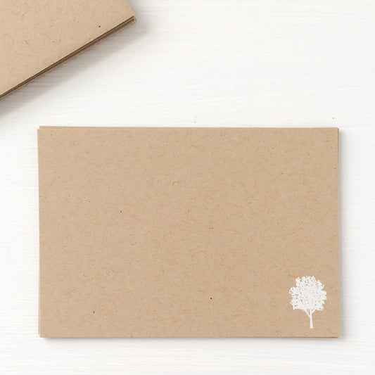 kraft pressed flat notecards - oak tree