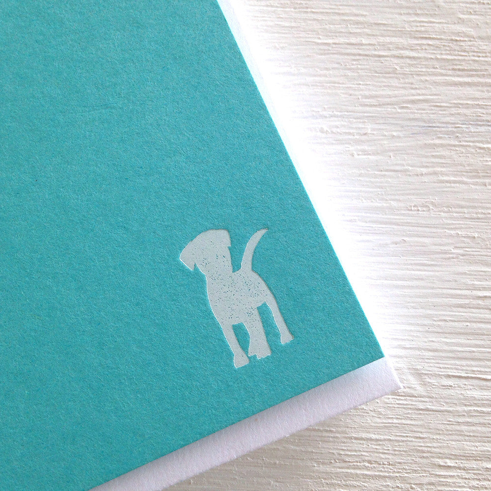 teal dog flat notecards