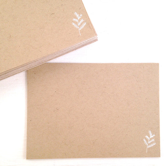 evergreen leaf kraft flat notecards