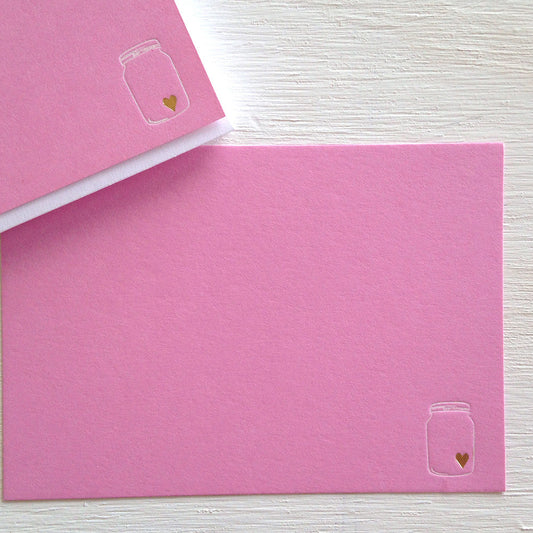 pink heart in a jar flat notecards