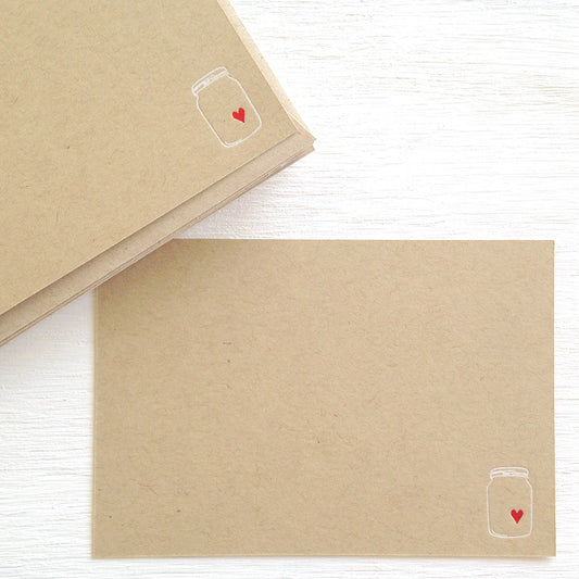 kraft heart in a jar flat notecards