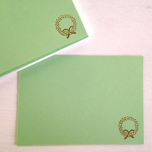 gold wreath flat notecards