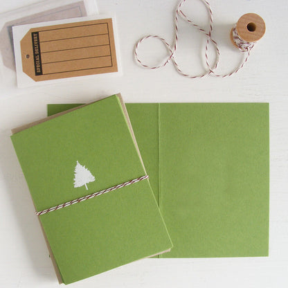 moss green christmas tree folded notecards