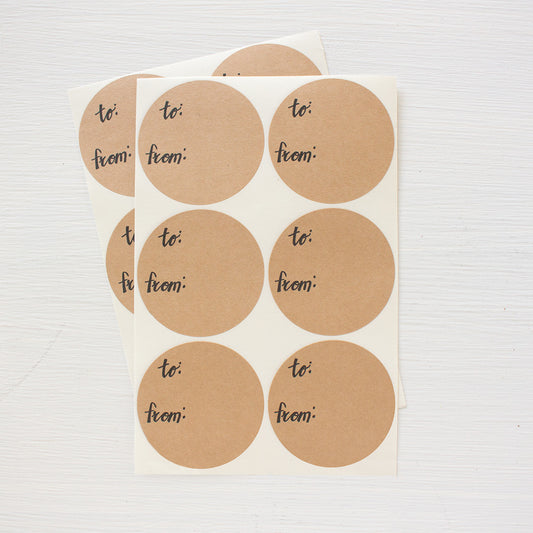 2 inch circle stickers - to from gift labels