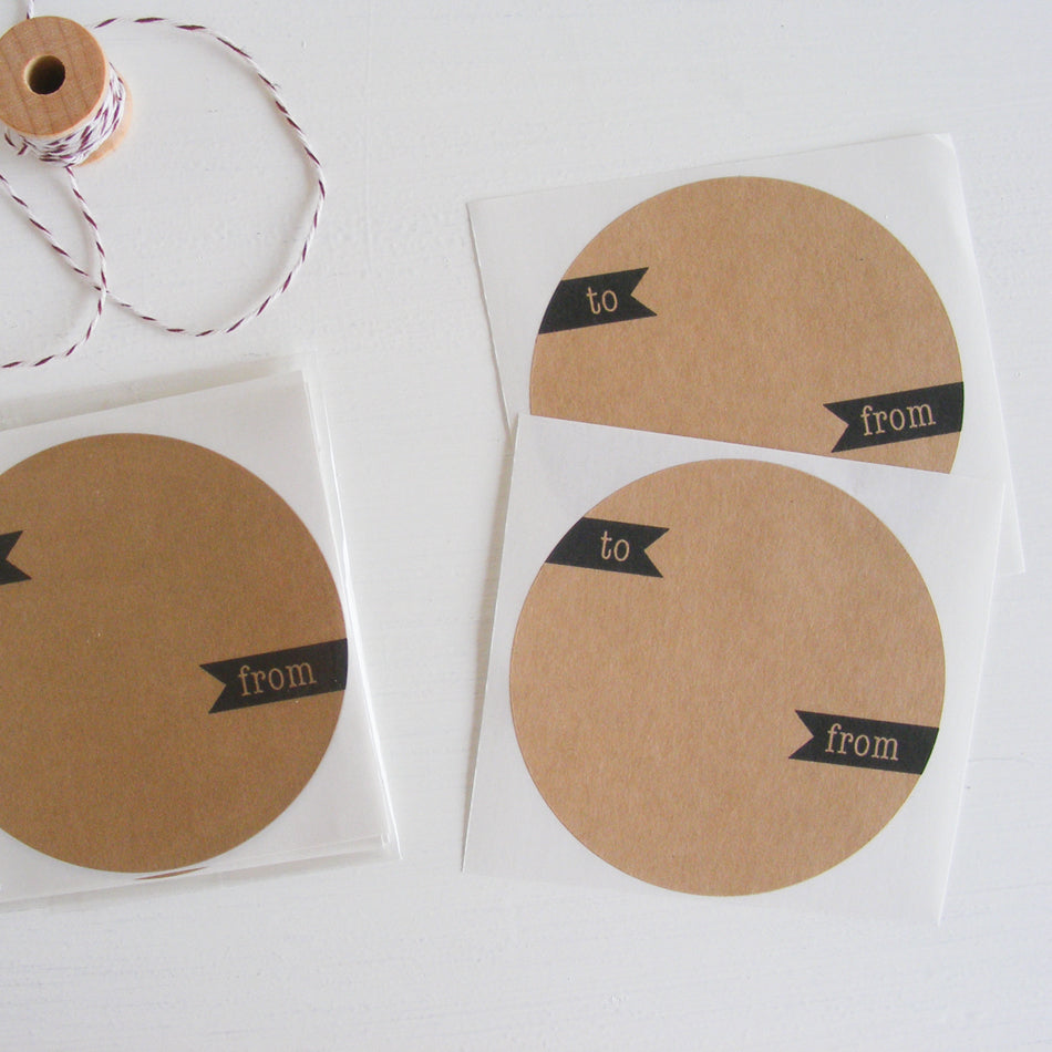 kraft large circle sticker - gift label