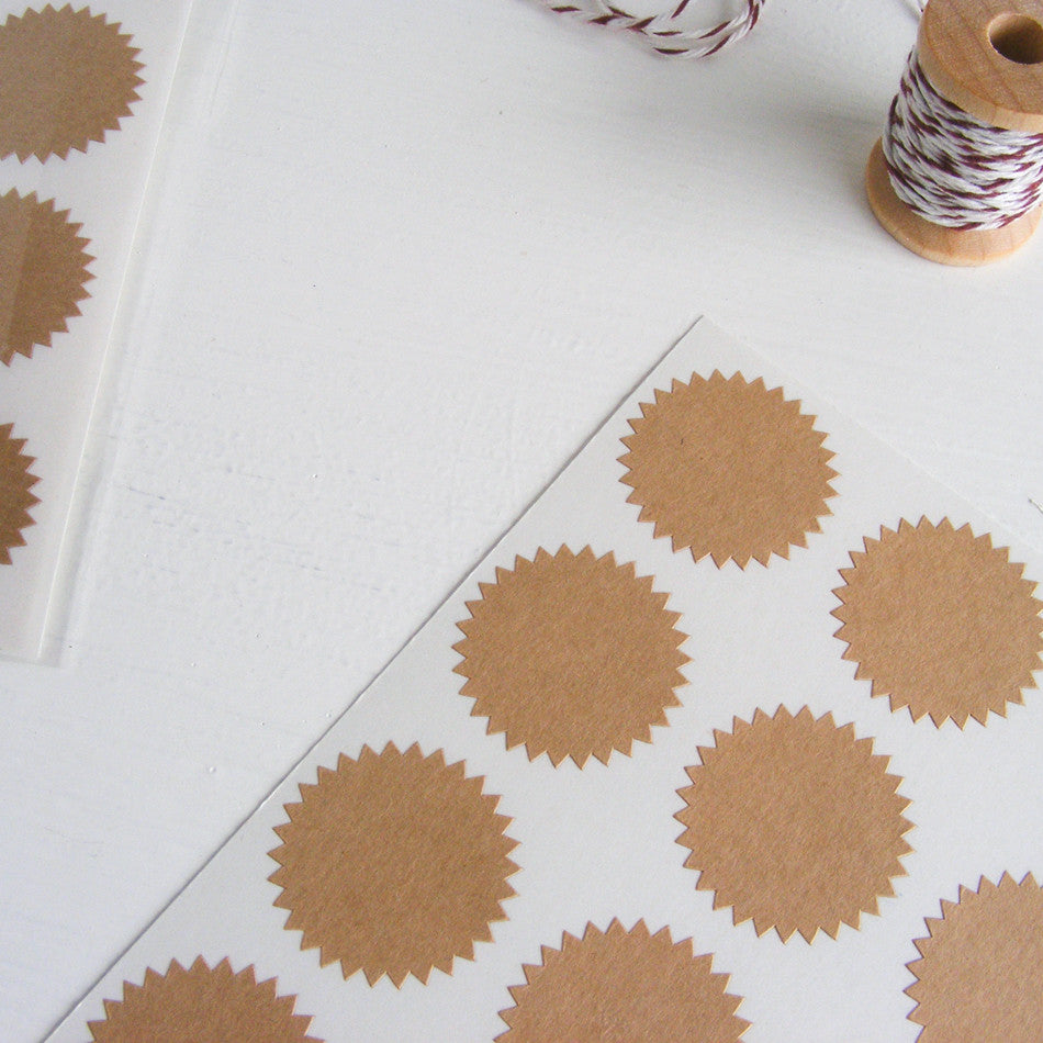 tiny kraft starburst stickers - blank