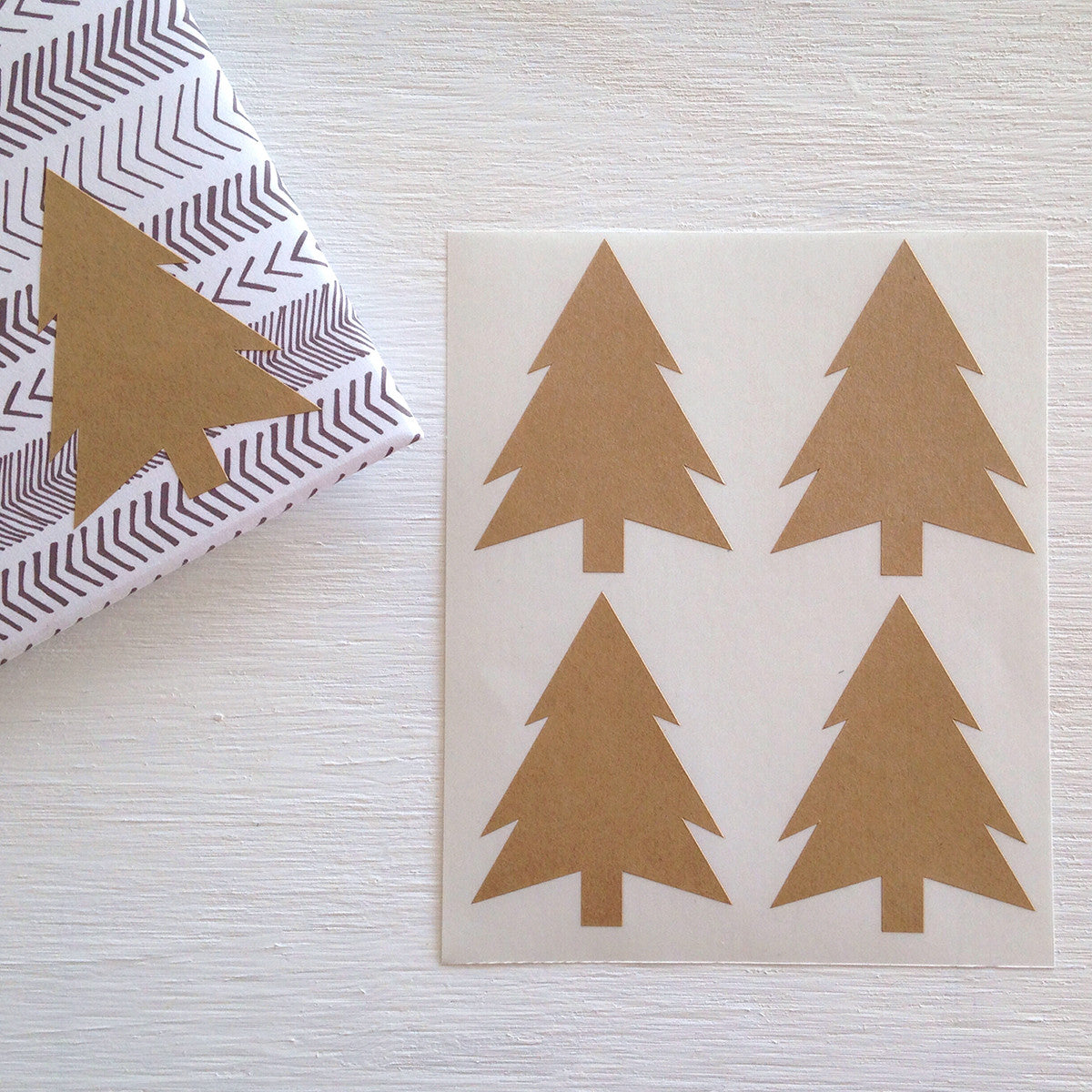 kraft christmas tree stickers