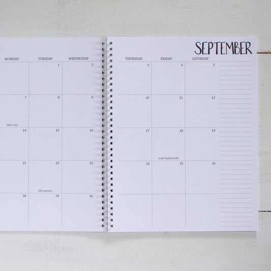 3 year large monthly spiral planner - start any month | 2 pages per month