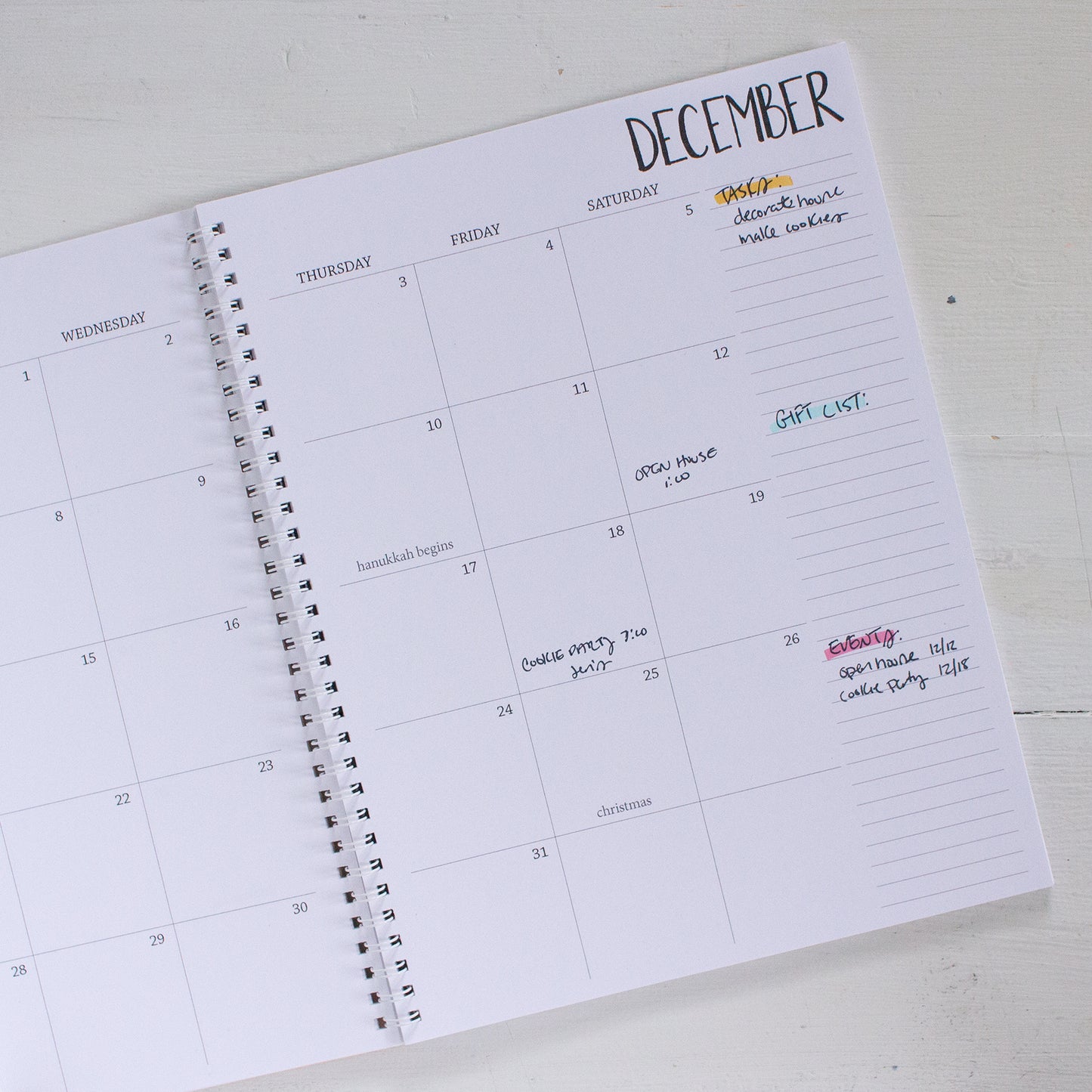 2 year large monthly spiral planner - start any month | 2 pages per month