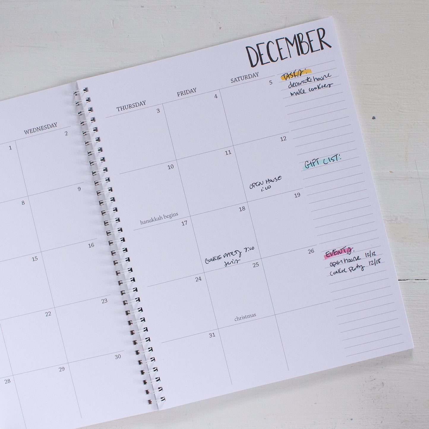 3 year large monthly spiral planner - start any month | 2 pages per month