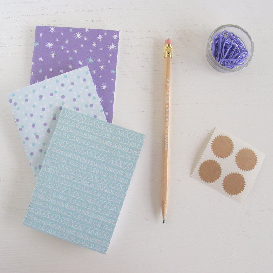 set of 3 pocket journals - celebrate in blu slushy