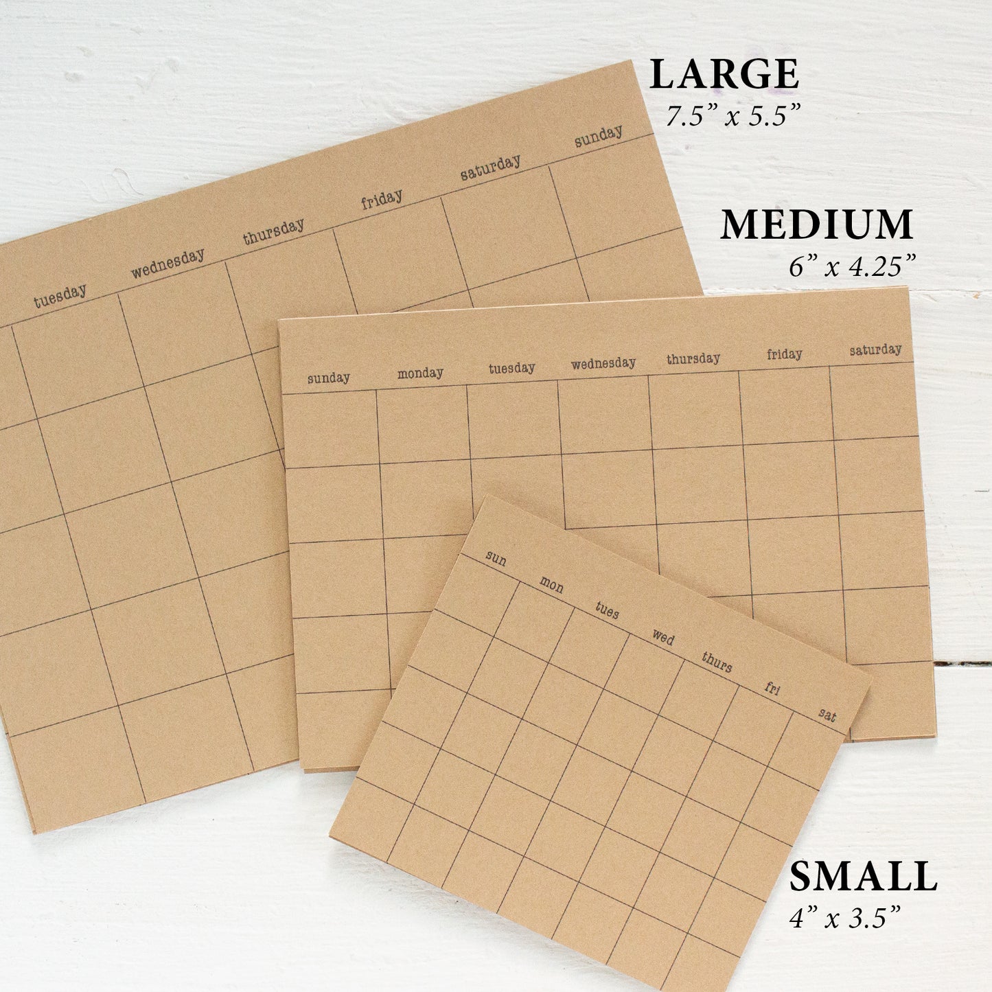 kraft stick anywhere monthly calendars - assorted
