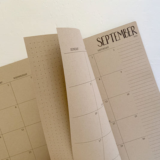 2024 large kraft monthly spiral planner | page in between months