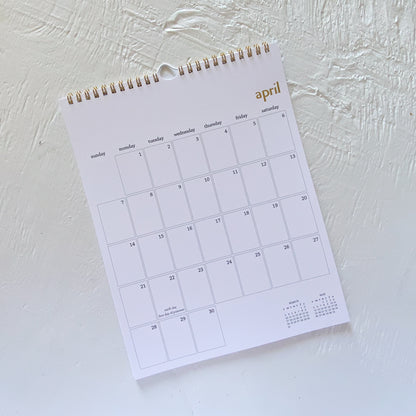 2024 simple gold foil wall calendar